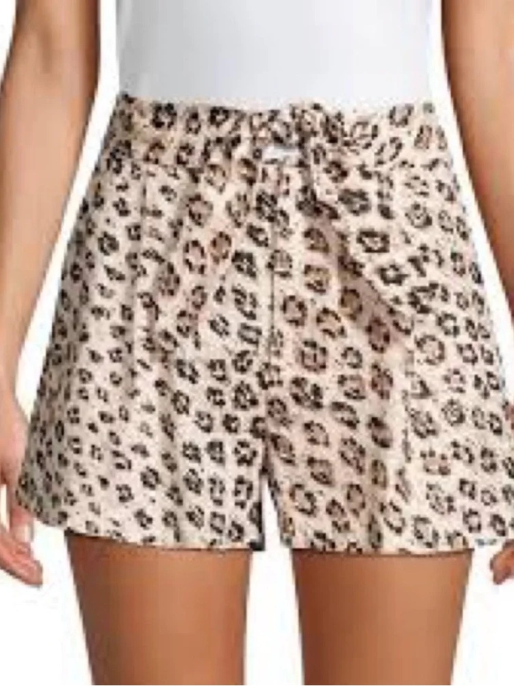 Joie Beige Anilah Leopard-Print High-Waist Tie-Front Shorts